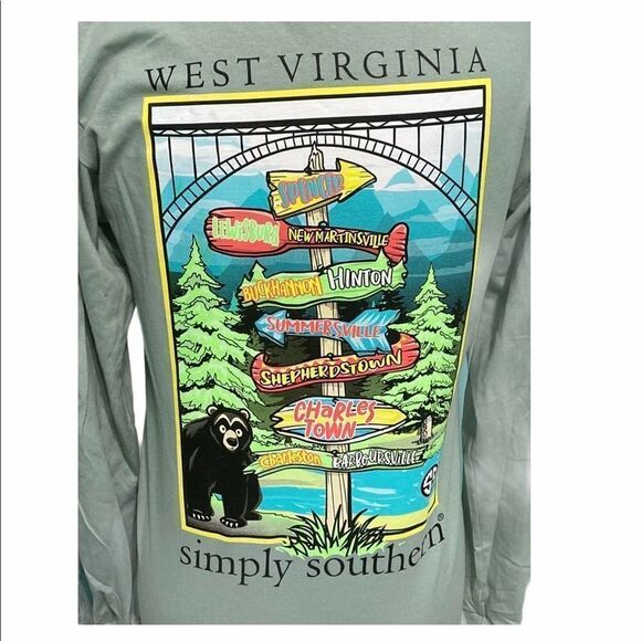 Simply Southern West Virginia T-Shirt Small Green - Picture 10 of 12